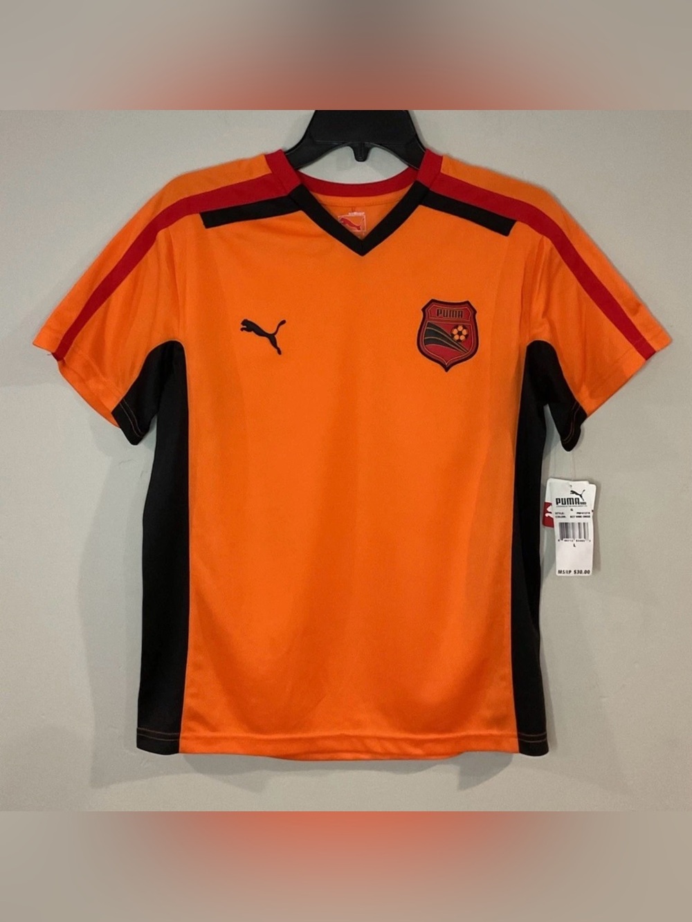 PUMA BIG BOY'S ORIGINAL MESH T-SHIRT ORANGE SZ LARGE NWT